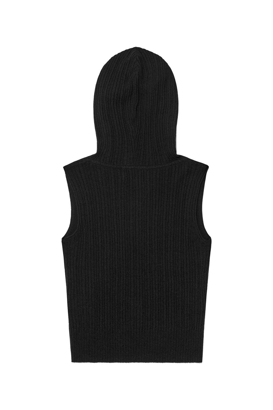 Matin Kim Wrap Sleeveless Knit Hoody — Black