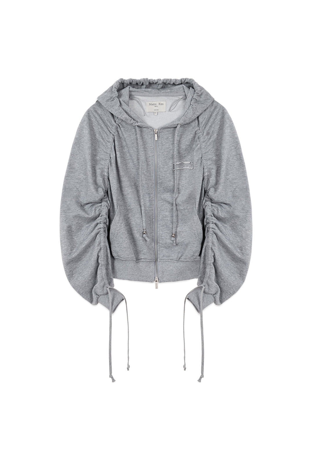 Matin Kim Sleeve String Detail Zip Hoody — Gray