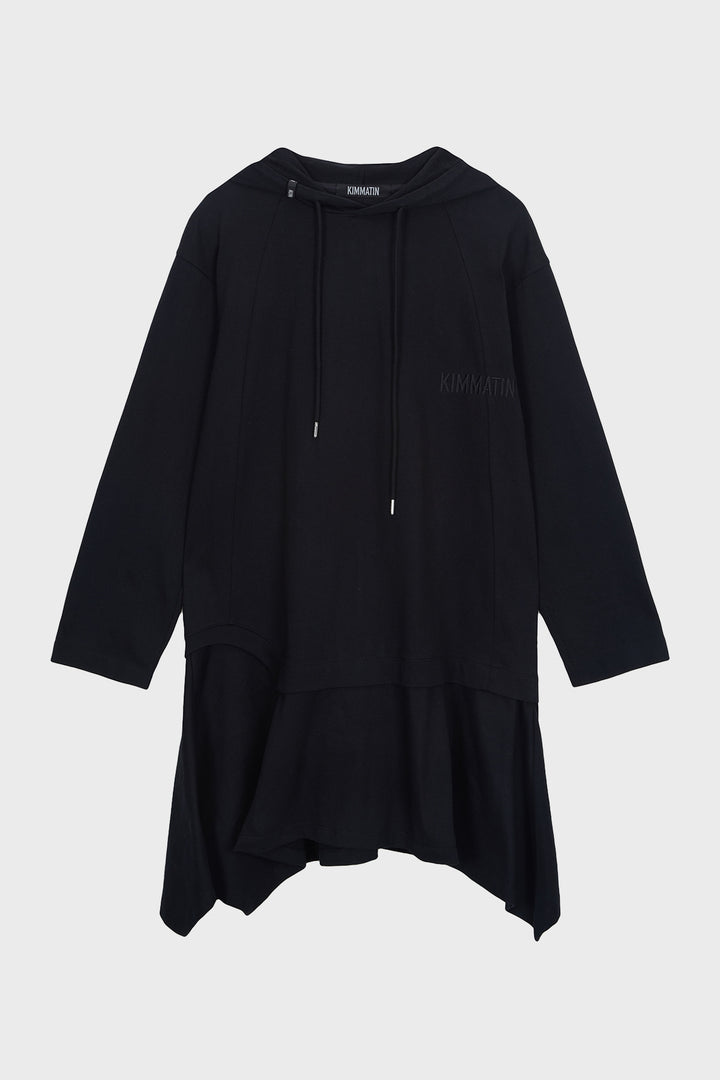 KIMMATIN Back Open Hoody Jersey Dress — Black