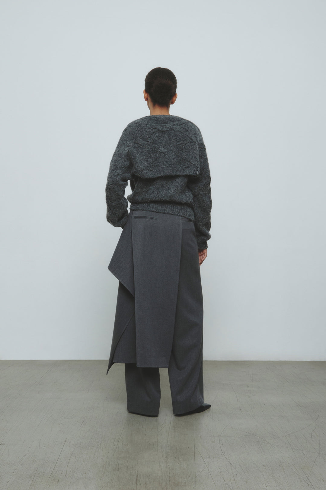 KIMMATIN Skirt Wrap Layered Pants — Gray