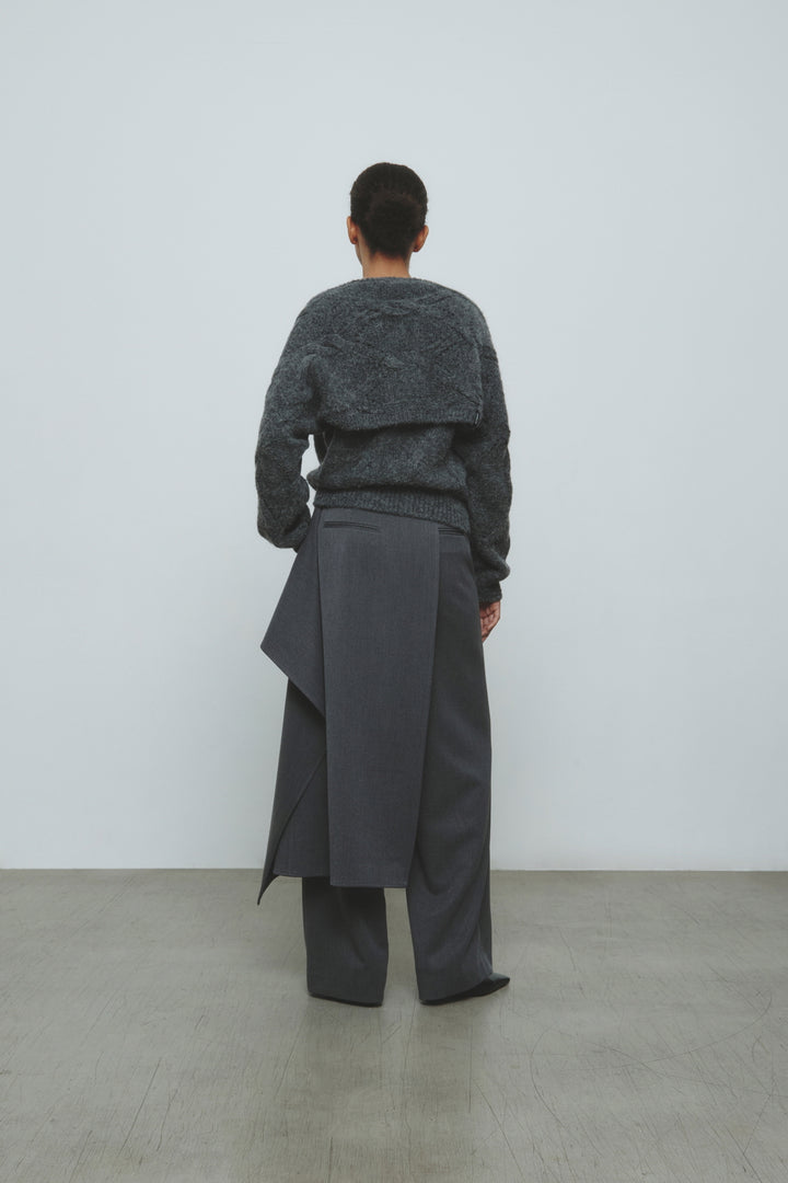 KIMMATIN Skirt Wrap Layered Pants — Gray