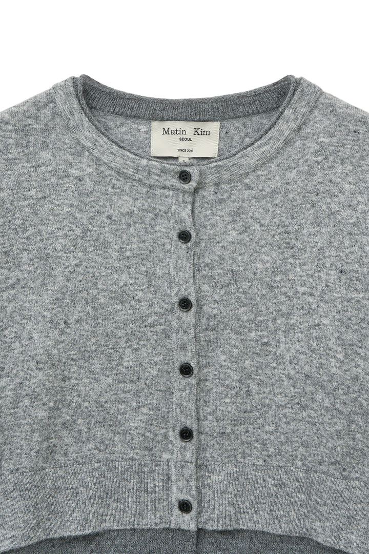 Matin Kim Layered Texture Knit Cardigan — Gray