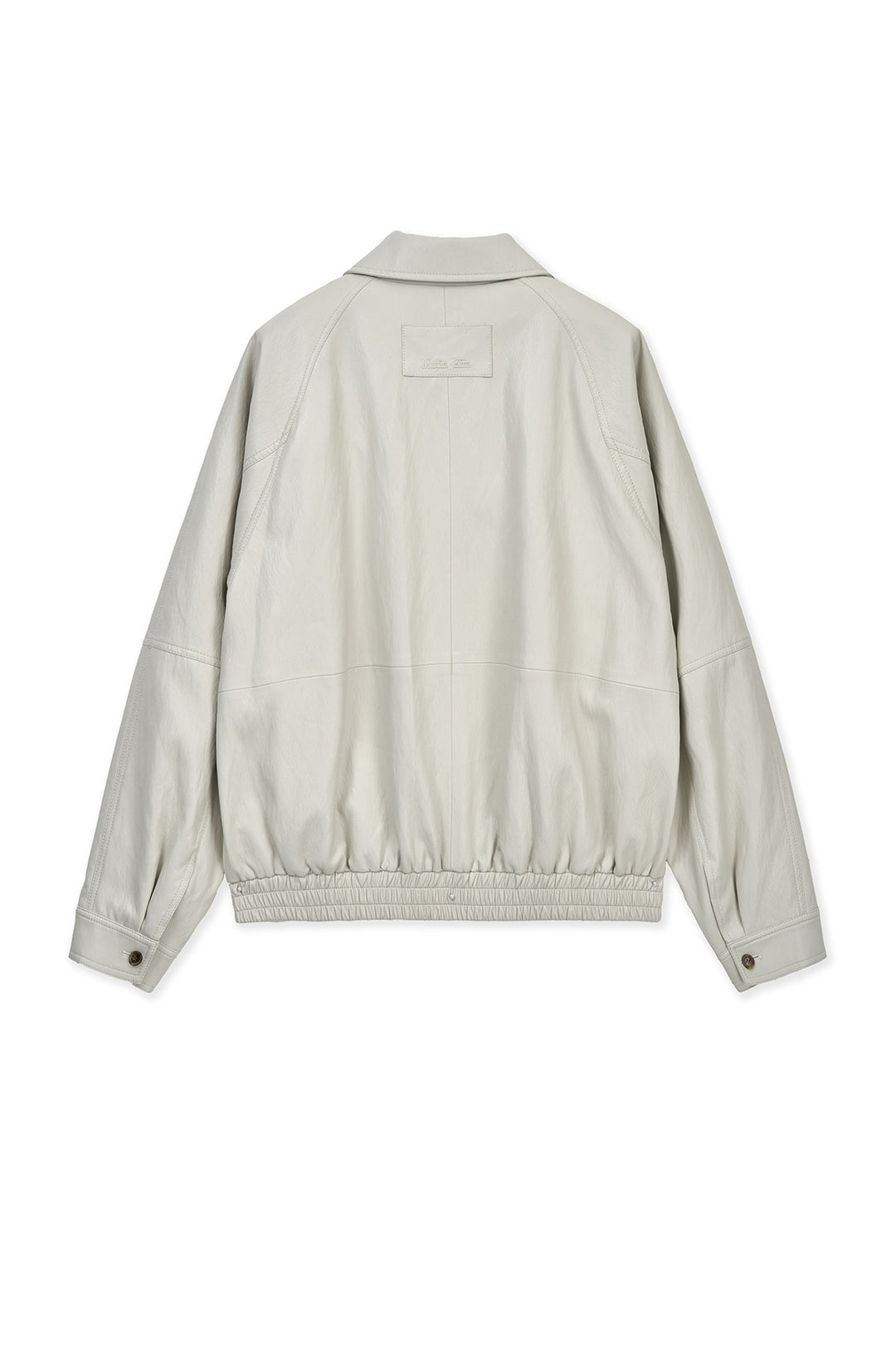 Matin Kim Small Logo Faux Leather Zip-Up — Light Grey