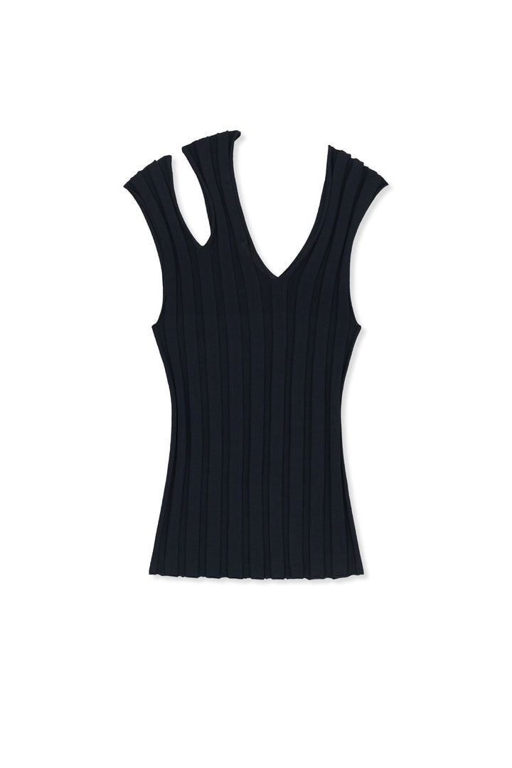 Matin Kim Cut Out Sleeveless Knit Top — Dark Navy