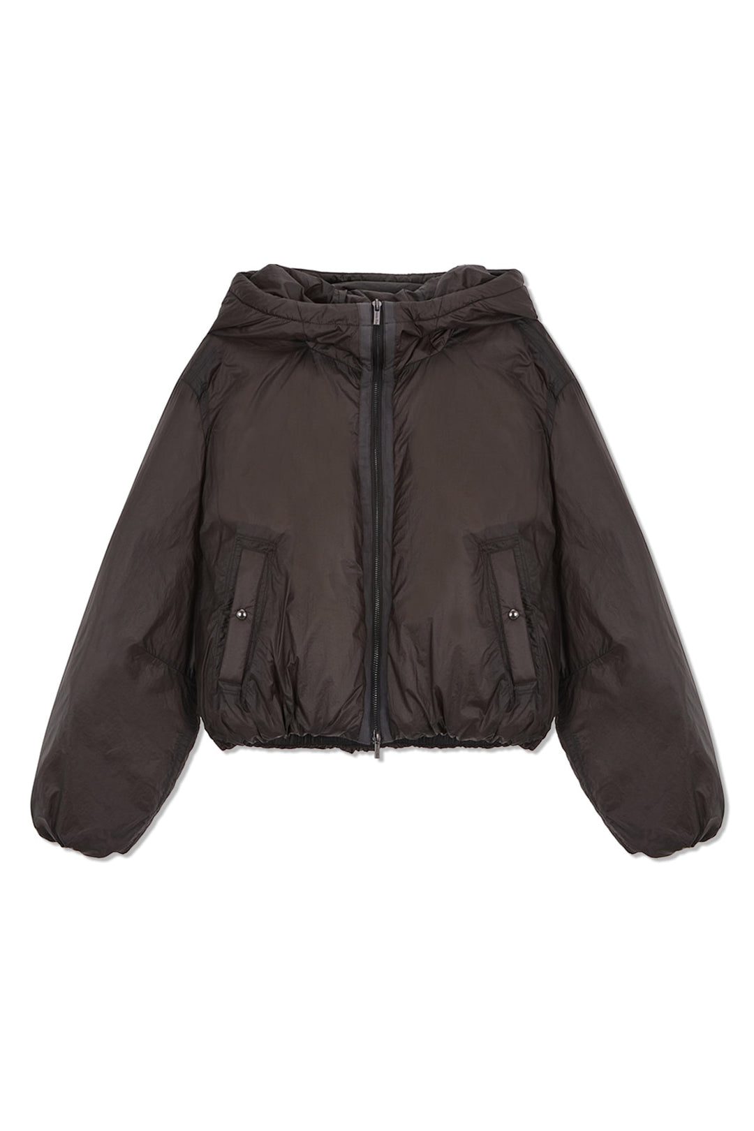 Matin Kim Back Logo Hoody Short Down Jumper — Charcoal