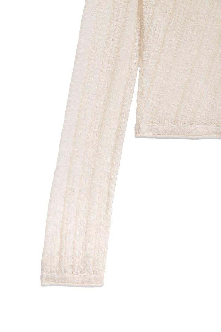 Matin Kim Diagonal Texture Knit Top — Beige