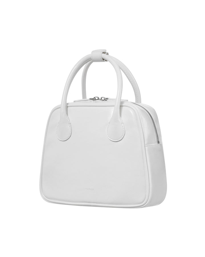 Stand Oil Momo Bag — Glossy Trapezoid Tote — White
