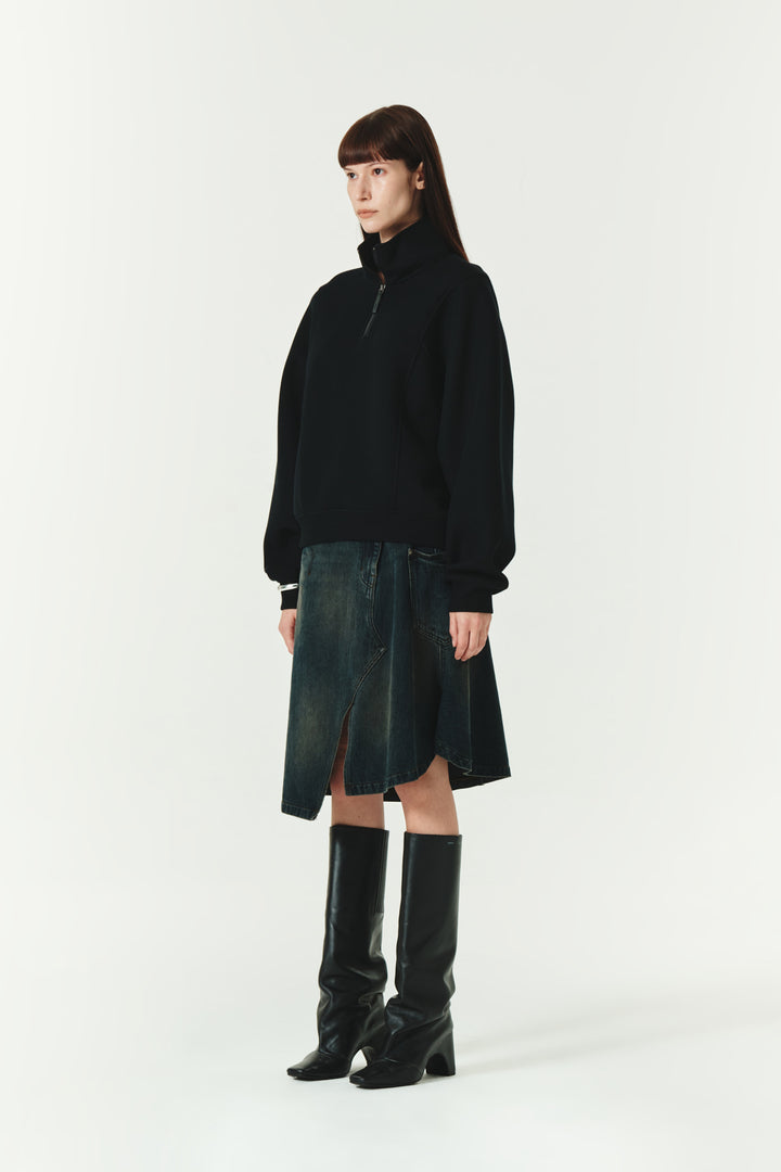 KIMMATIN Layered Denim Skirt — Dark Navy