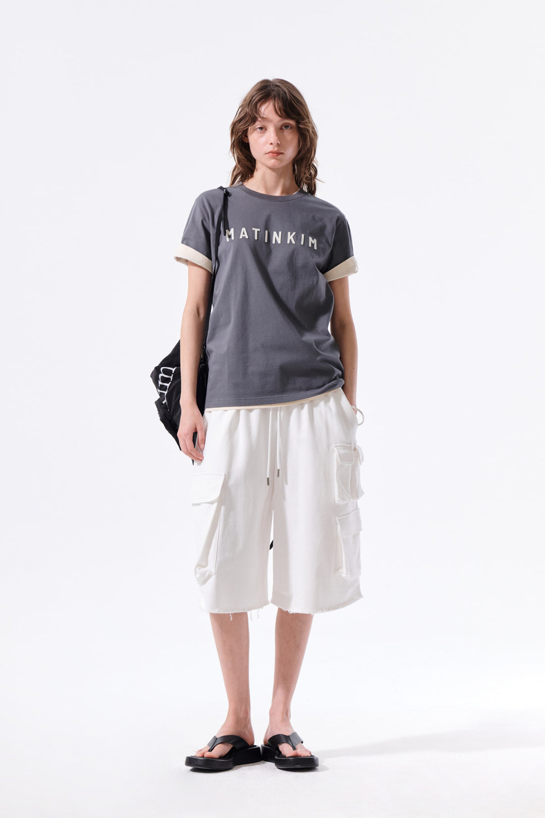 Matin Kim Terry Utility Pocket Bermuda — White