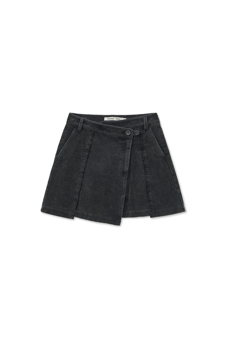 Matin Kim Washed Corduroy Wrap Skirt — Black