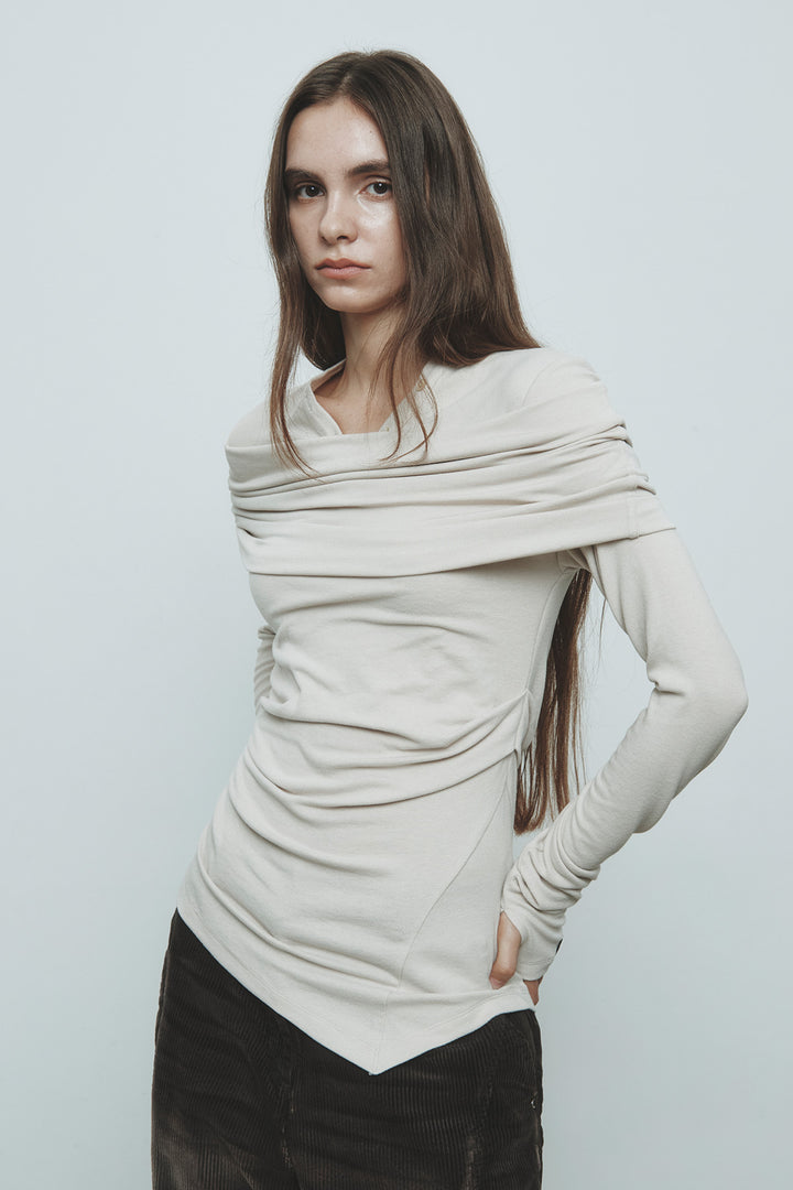 KIMMATIN Off-Shoulder Detail Top Light — Beige