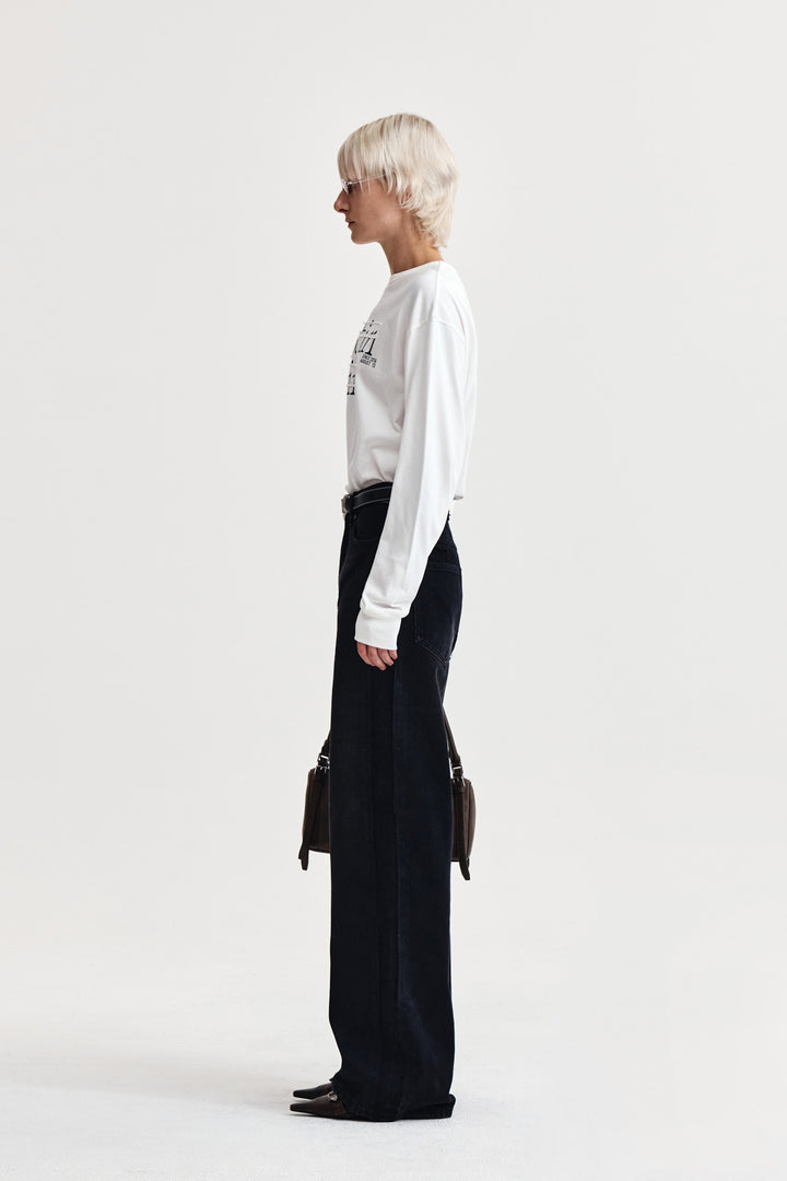 Matin Kim Patch Graphic Long Sleeve Top — White