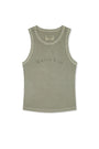 Matin Kim Distressed Sleeveless Logo Top — Beige