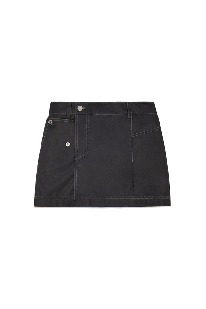 Matin Kim Pocket Foldover Wrap Mini Skirt — Black