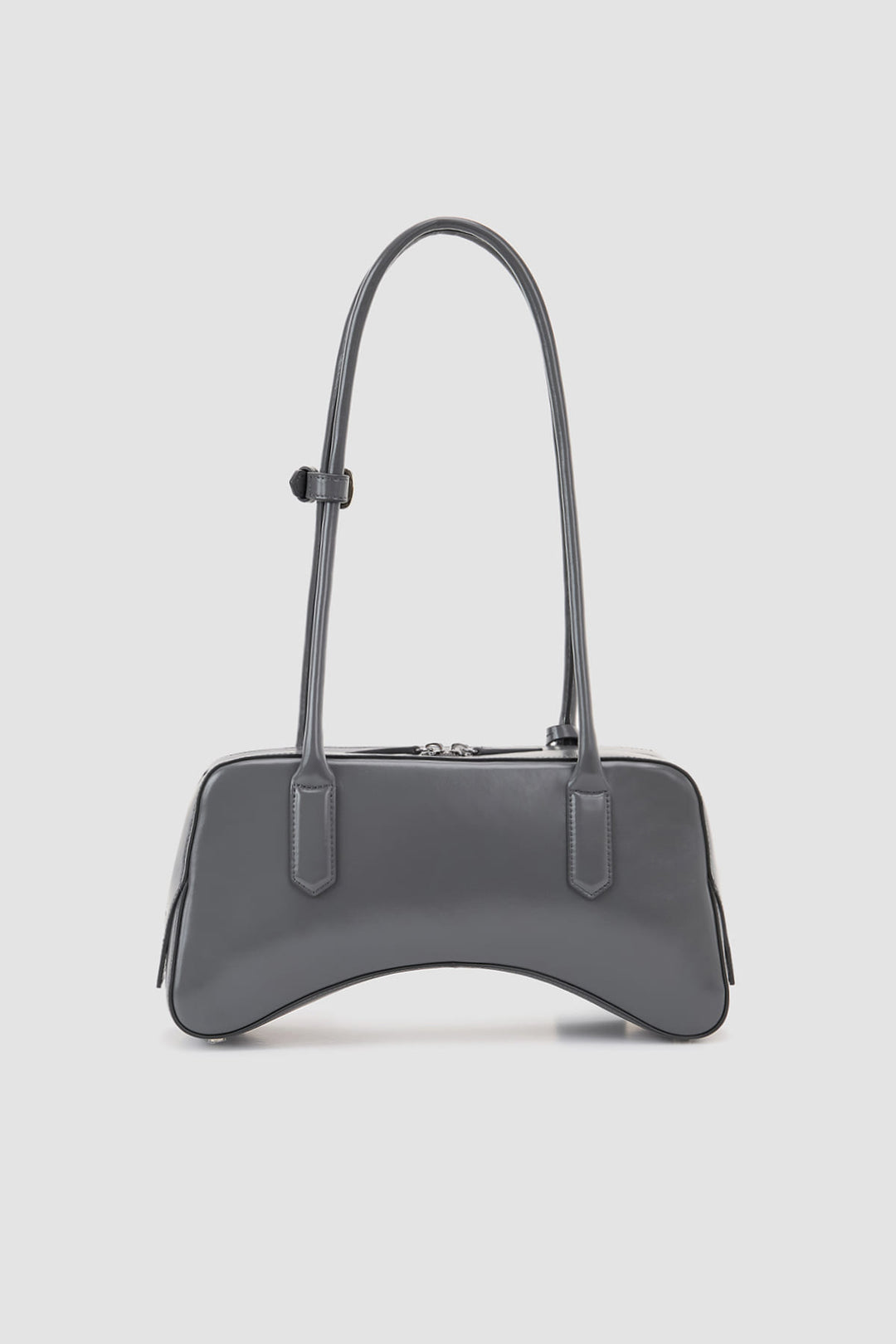KIMMATIN Arch Shape Leather Bowling Bag — Gray