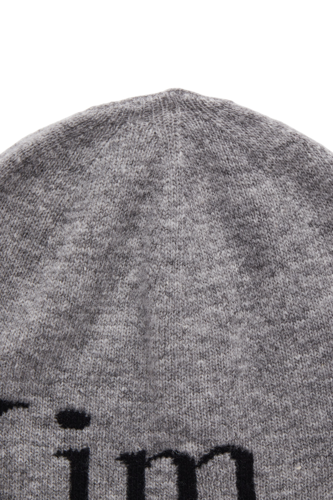 Matin Kim Logo Jacquard Short Beanie — Gray