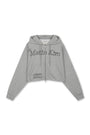 Matin Kim Graffiti Artwork Crop Hoody Zip Up — Gray