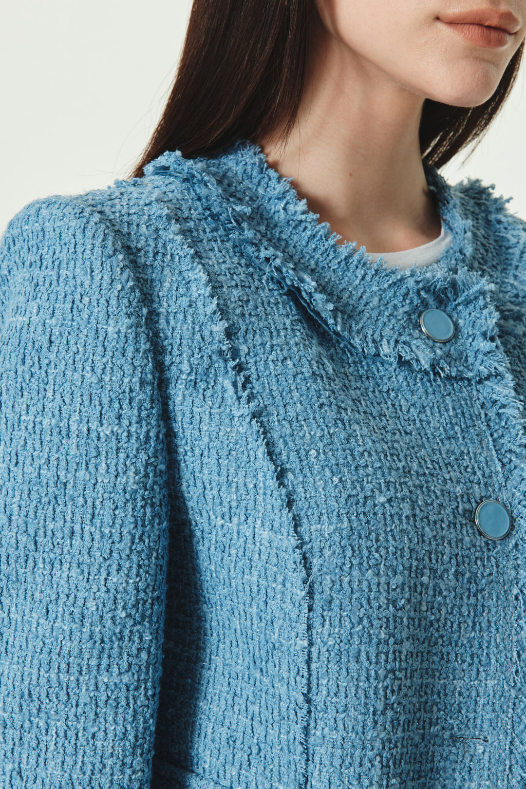 KIMMATIN Unbalance Tweed Crop Jacket