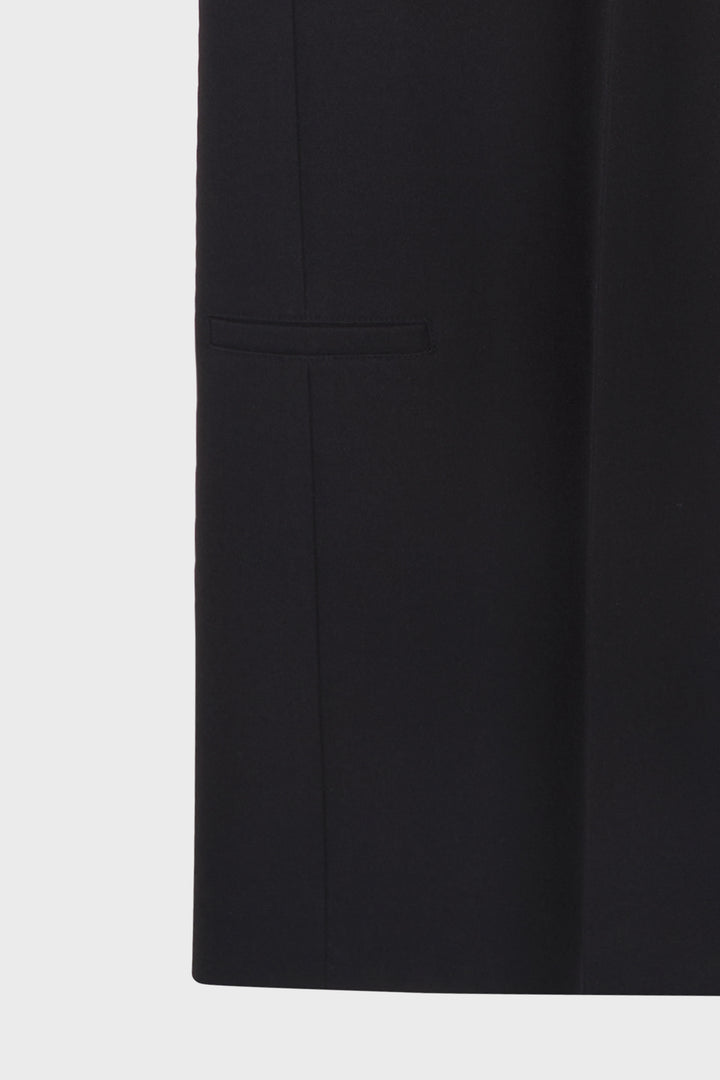 KIMMATIN Destressed Waist Pintuck Wide Pants — Black