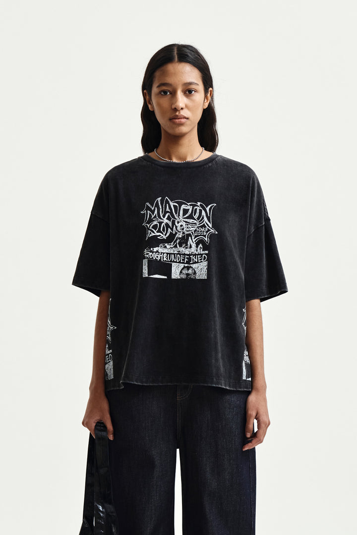 Matin Kim Vintage Graffiti Artwork Top — Black