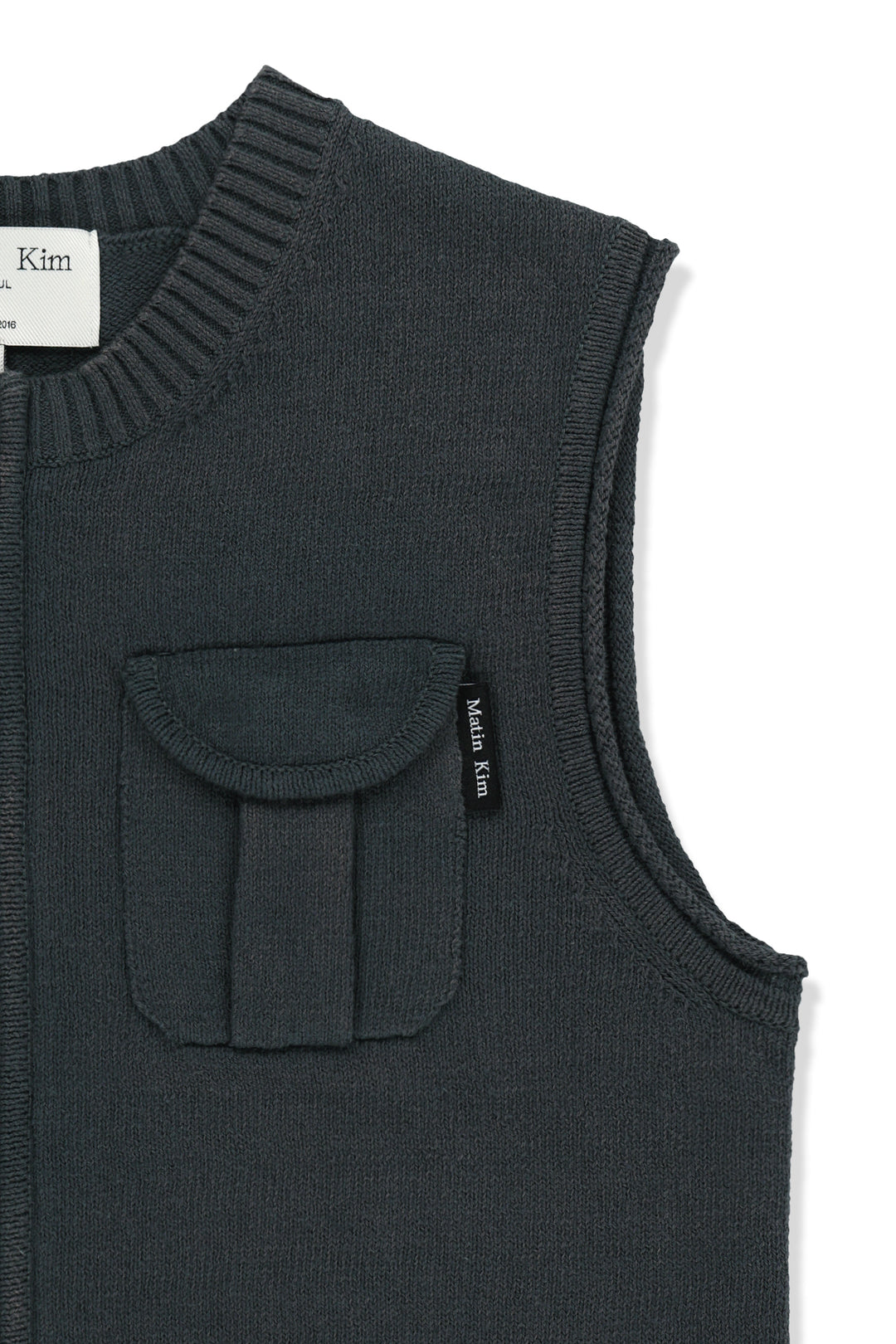 Matin Kim Pocket Washed Knit Vest — Charcoal