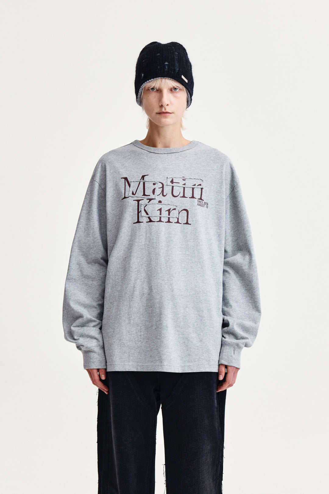 Matin Kim Patch Graphic Long Sleeve Top — Gray