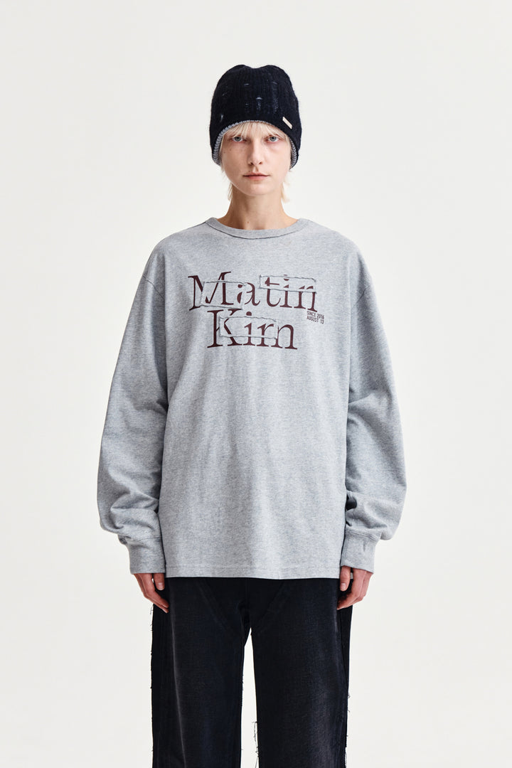 Matin Kim Patch Graphic Long Sleeve Top — Gray