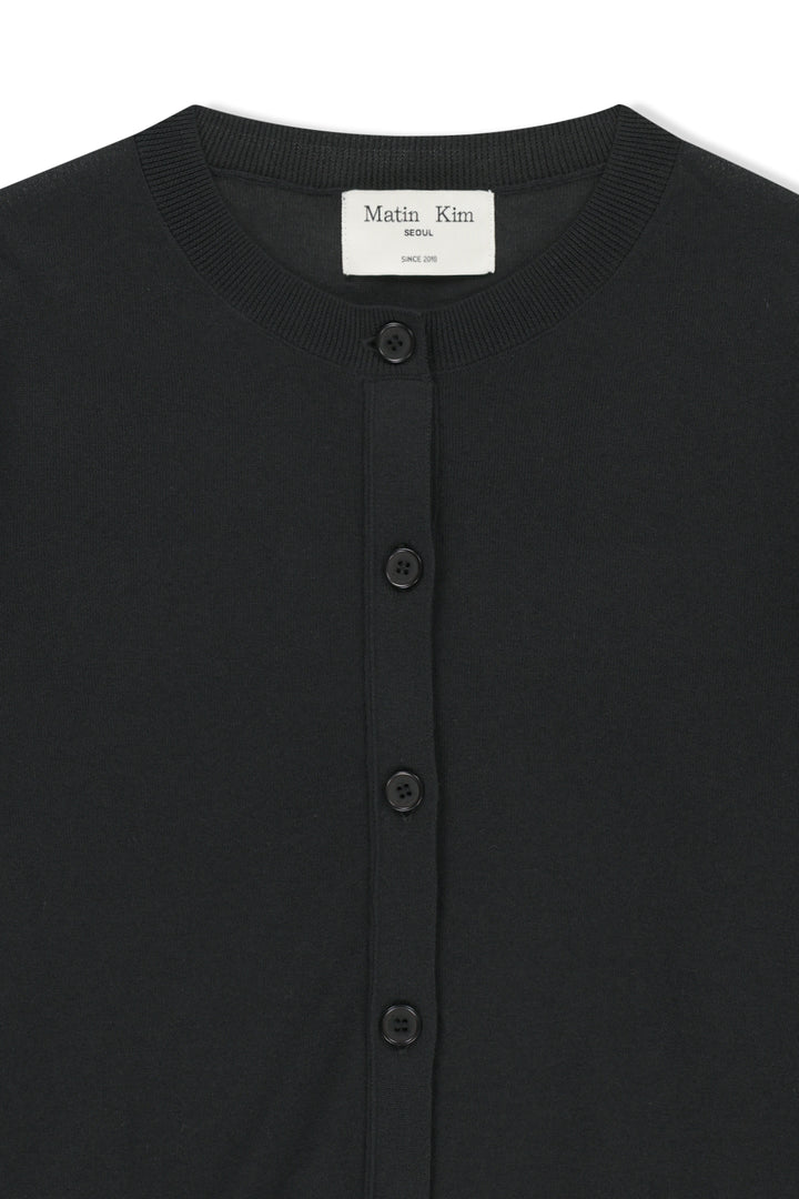 Matin Kim Back Logo Sheer Cardigan — Black