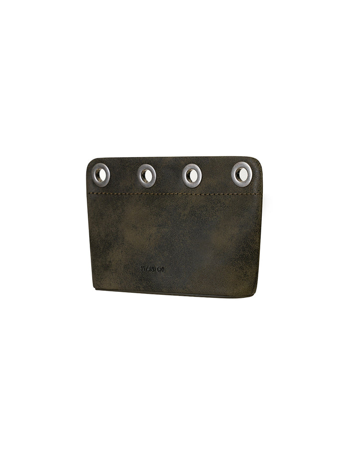 Stand Oil Loop Eyelet Pouch — Square Keychain Bag — Washed Brown