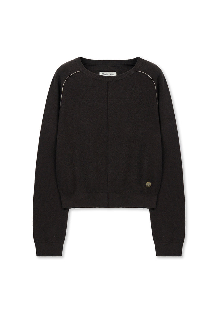 Matin Kim Raglan Sleeve Knit Pullover — Brown