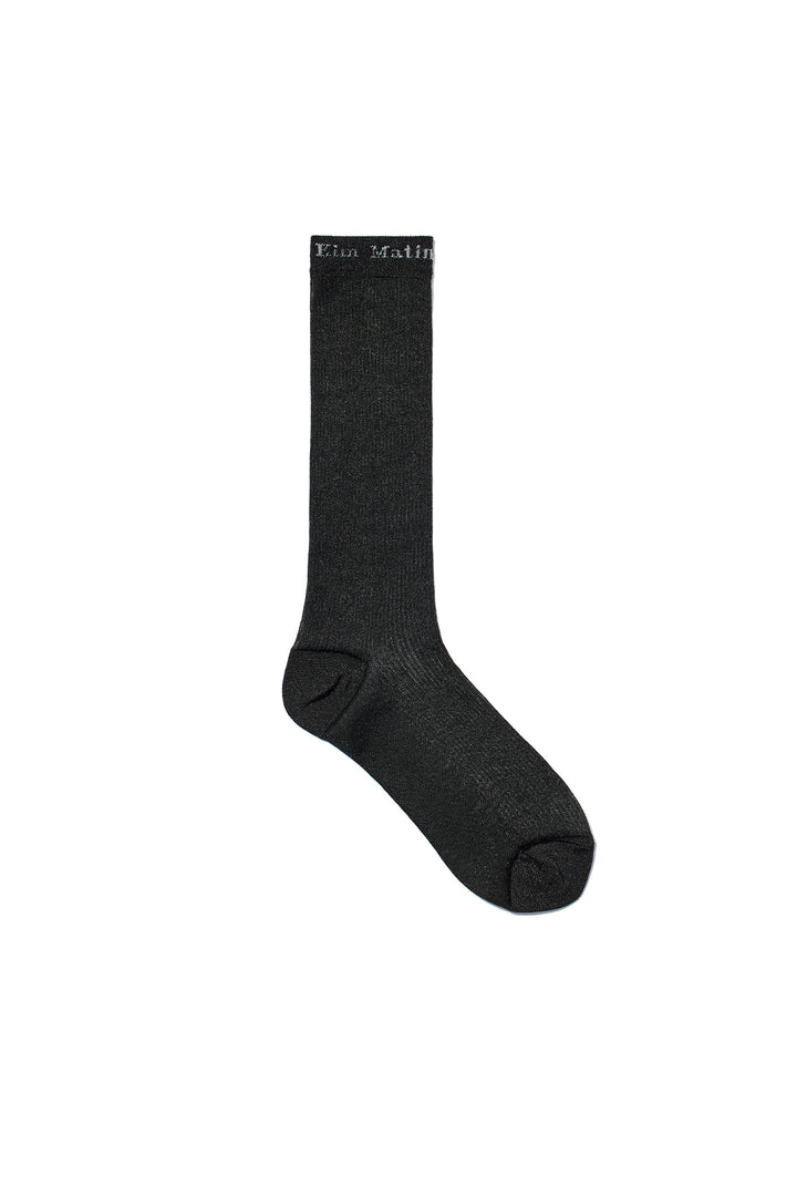 Matin Kim Sheer Glitter Crew Socks — Black