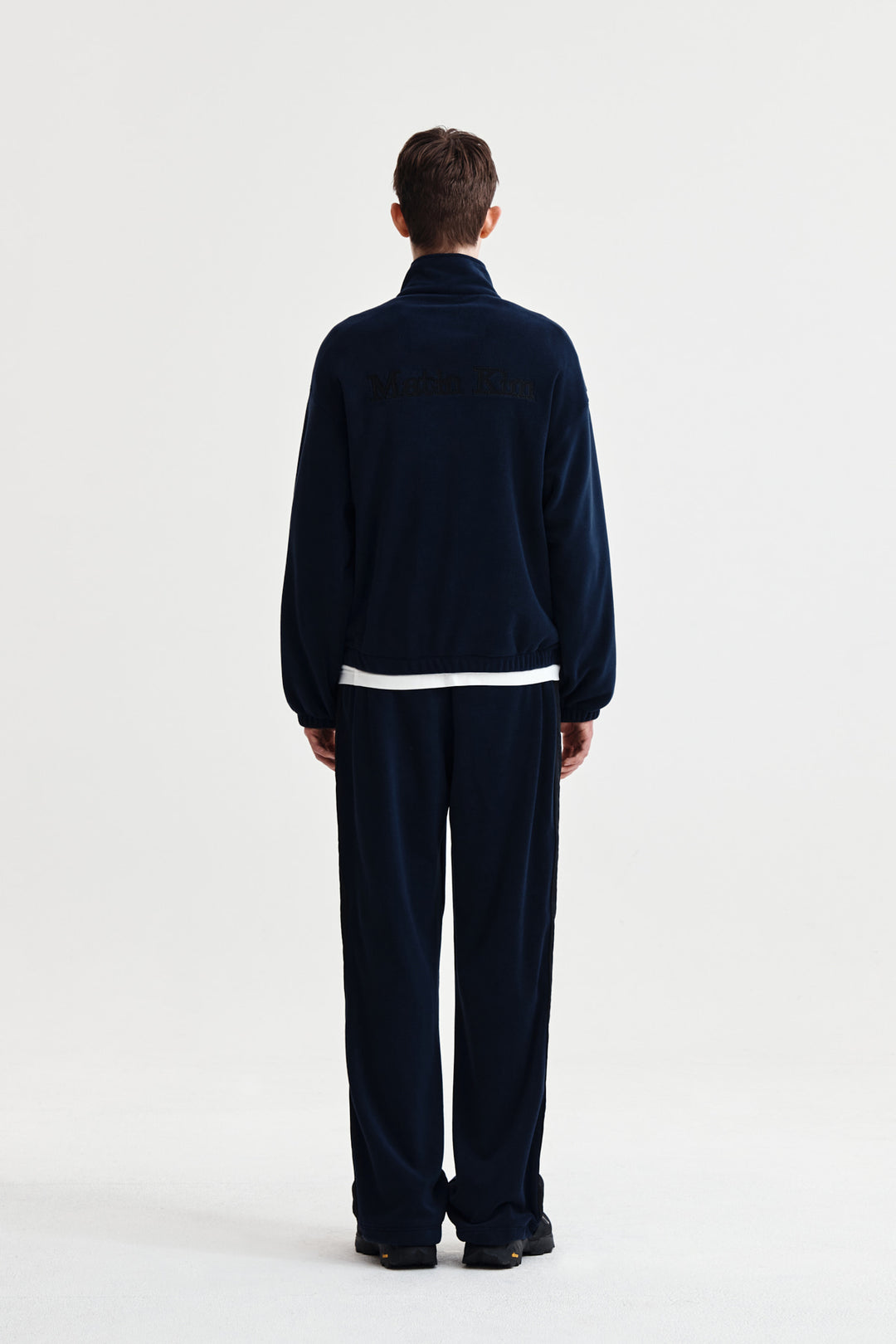Matin Kim Sherpa Fleece Half-Zip Top — Navy blue