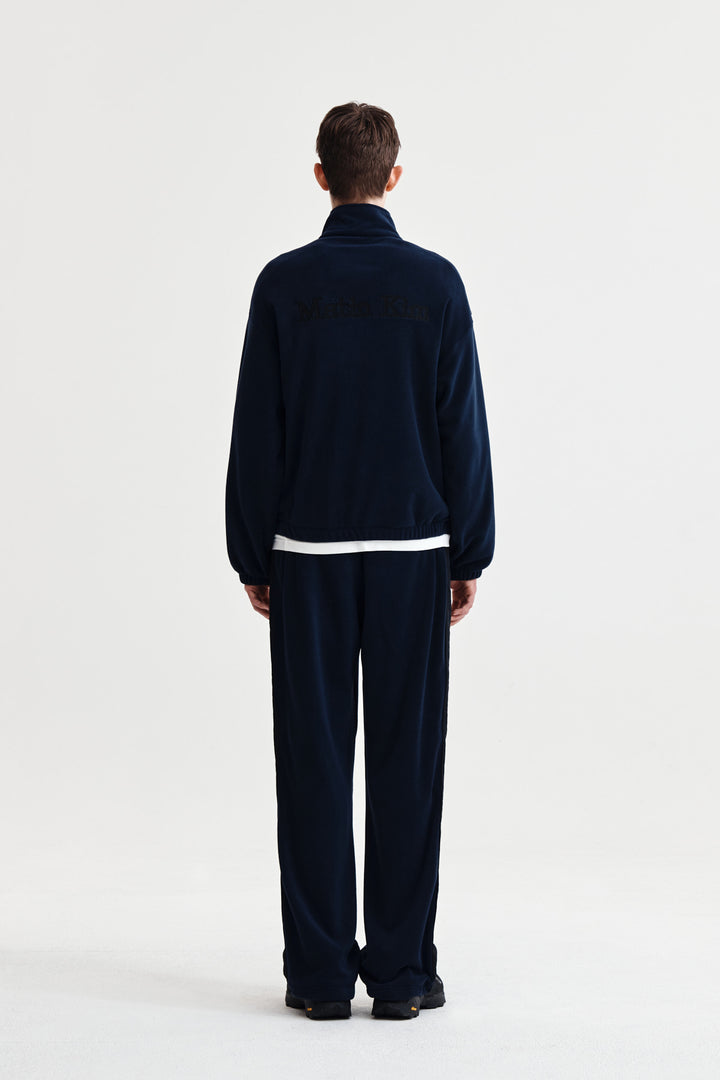 Matin Kim Sherpa Fleece Half-Zip Top — Navy blue