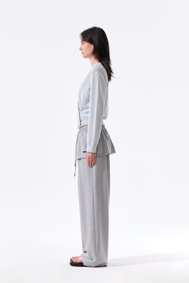 Matin Kim Layered Skirt Jersey Pants — Gray