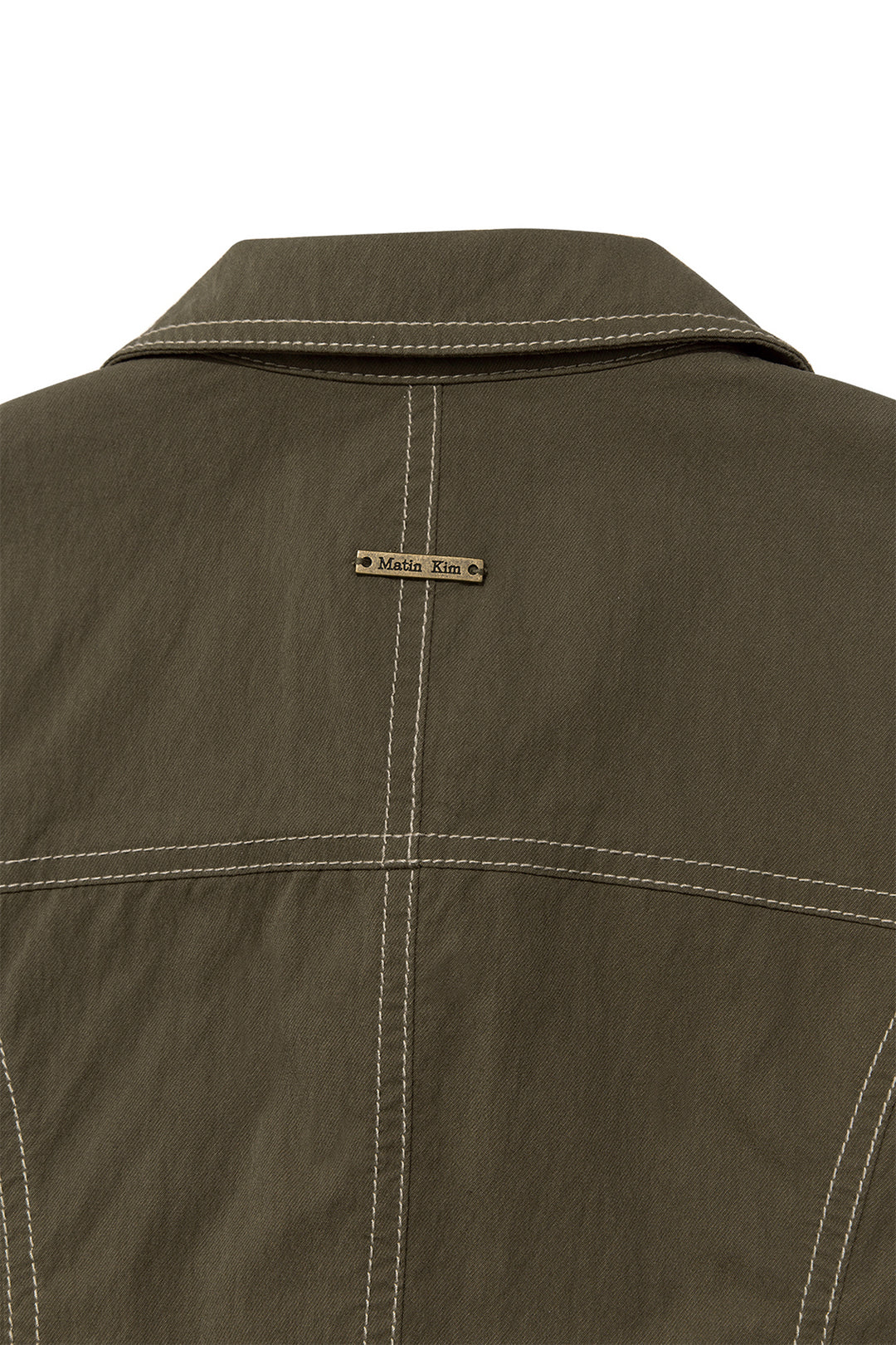 Matin Kim Stitch Point Slim Shirket — Khaki