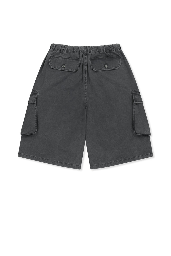 Matin Kim Washed Cotton Patch Pocket Bermudas — Charcoal