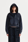Matin Kim Washed Layered Crop Hoody — Charcoal