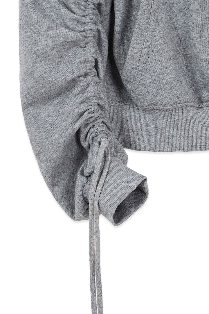 Matin Kim Sleeve String Detail Zip Hoody — Gray