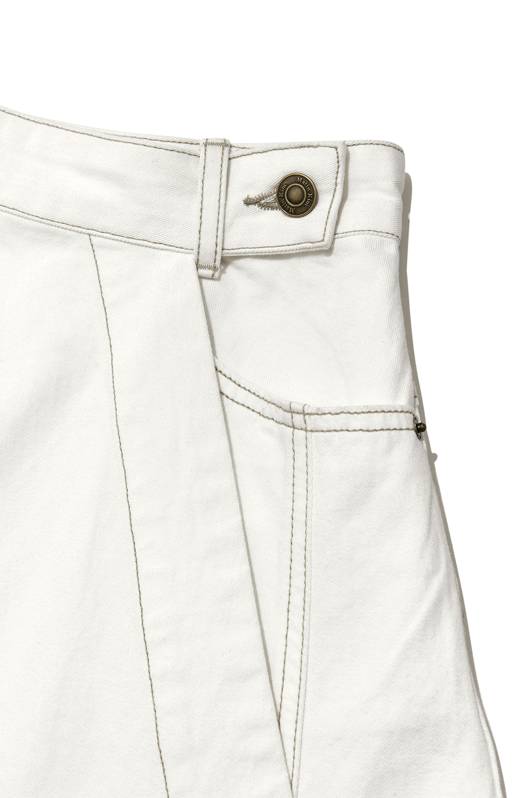 Matin Kim Denim Mixed Flare Skirt — Ivory