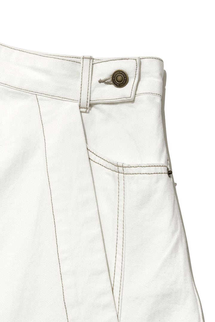 Matin Kim Denim Mixed Flare Skirt — Ivory