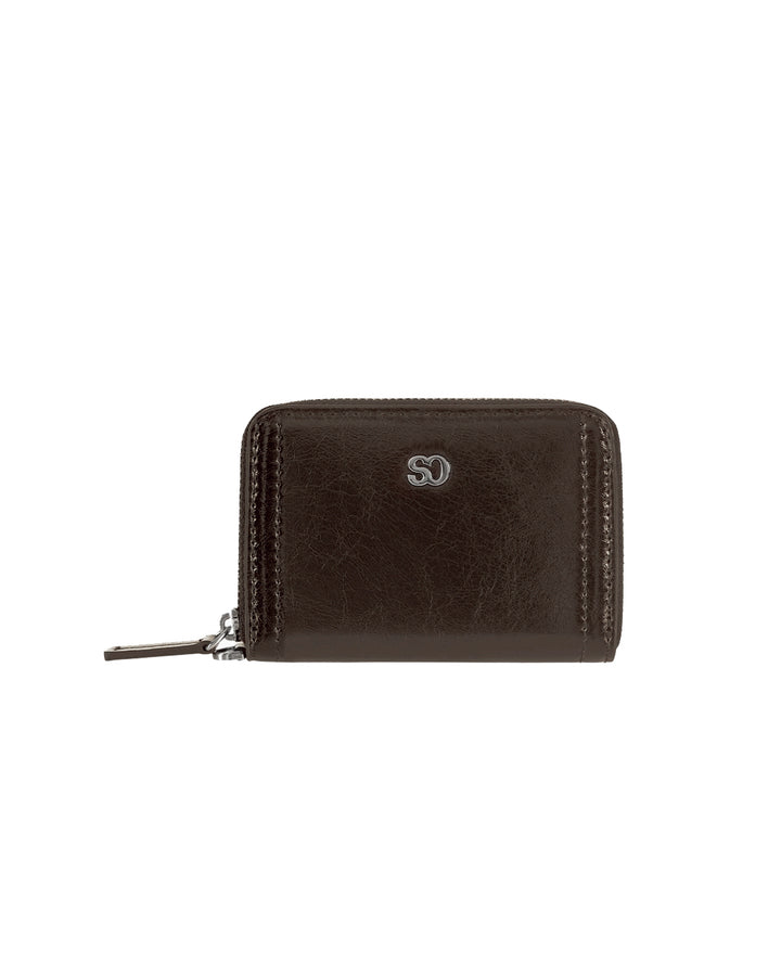 Stand Oil Post Wallet — Glossy Mini Cardholder — Maroon