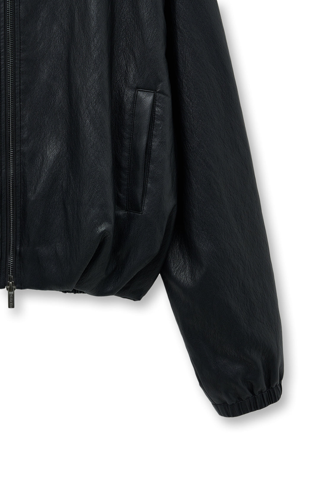 Matin Kim Faux Leather Hoody Crop Jumper — Black