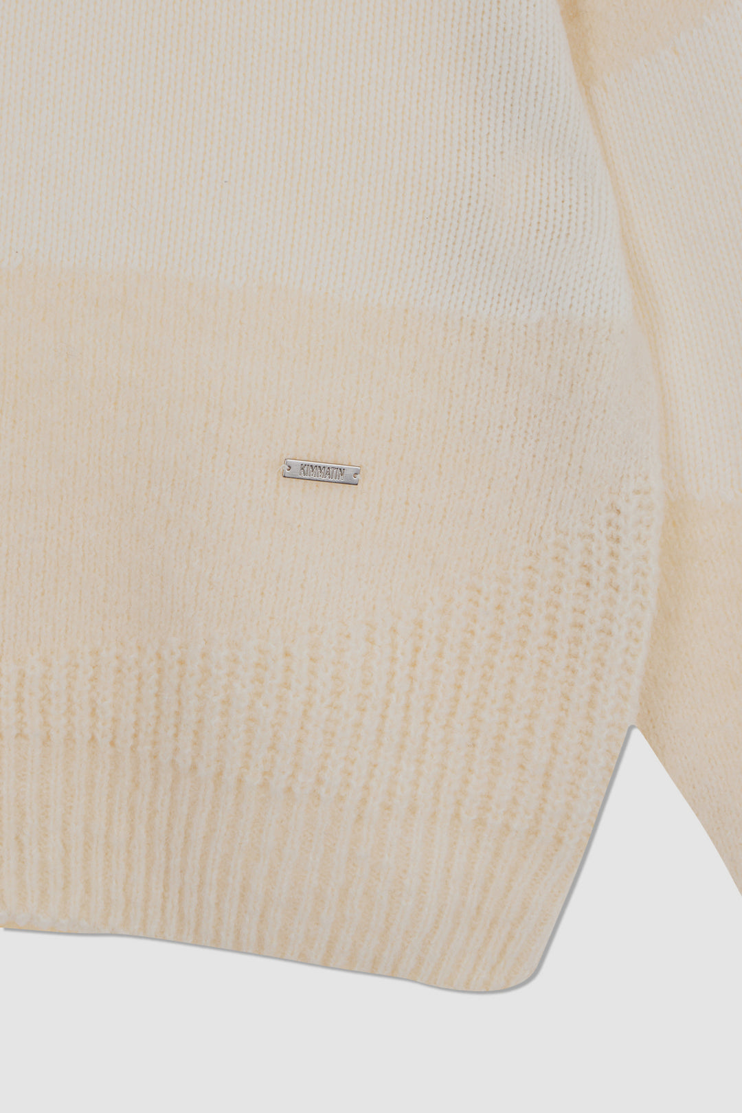 KIMMATIN Color Mix Unbalance Knit Hoody — Ivory