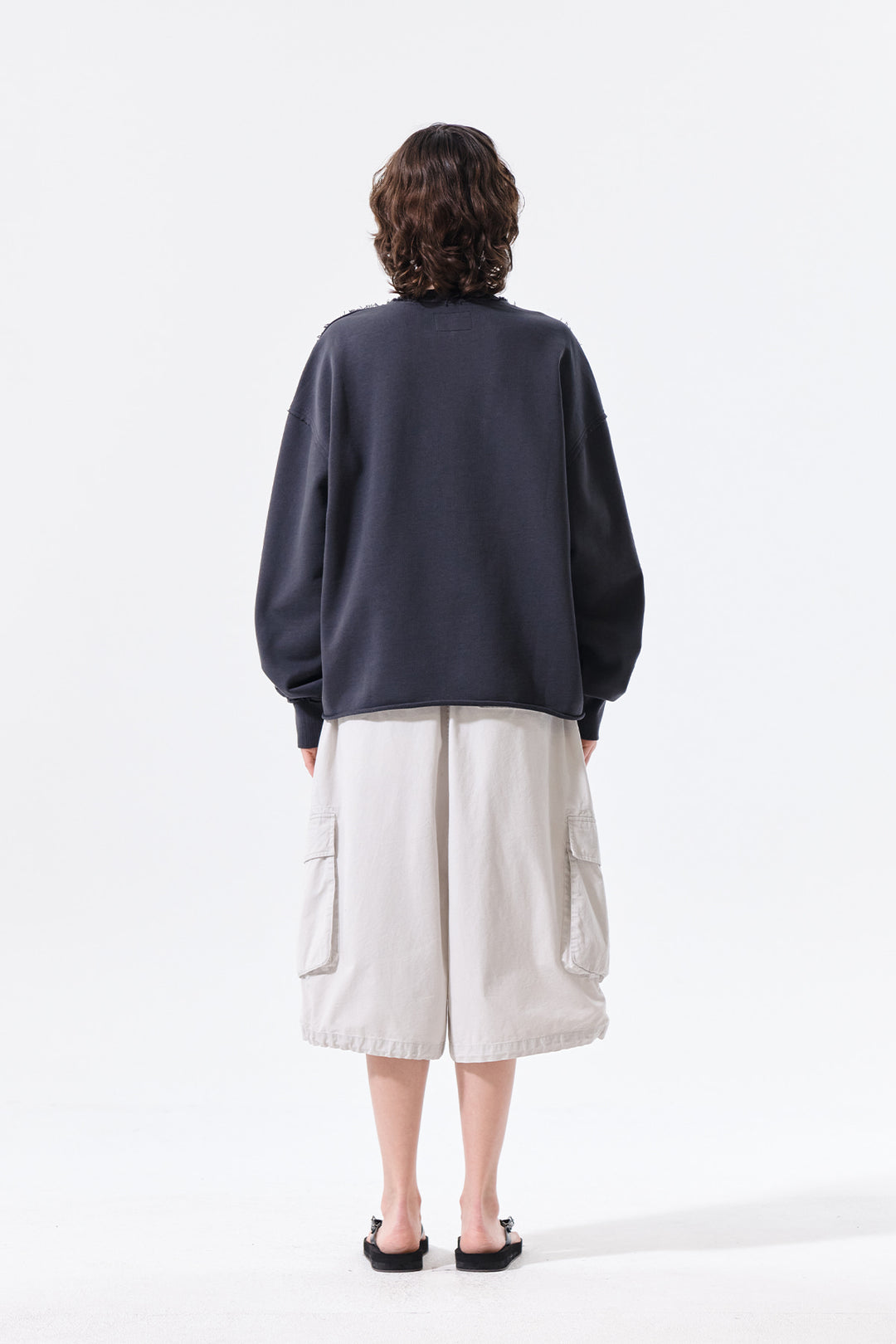 Matin Kim Raw Cut Applique Sweatshirt — Charcoal