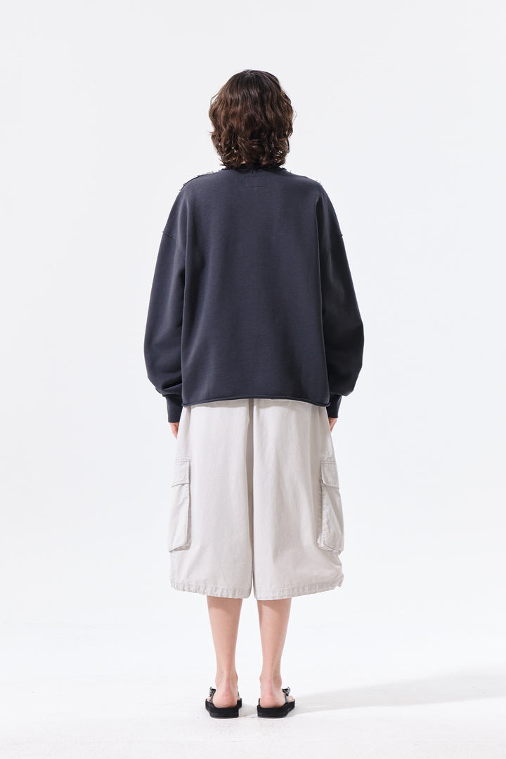 Matin Kim Raw Cut Applique Sweatshirt — Charcoal