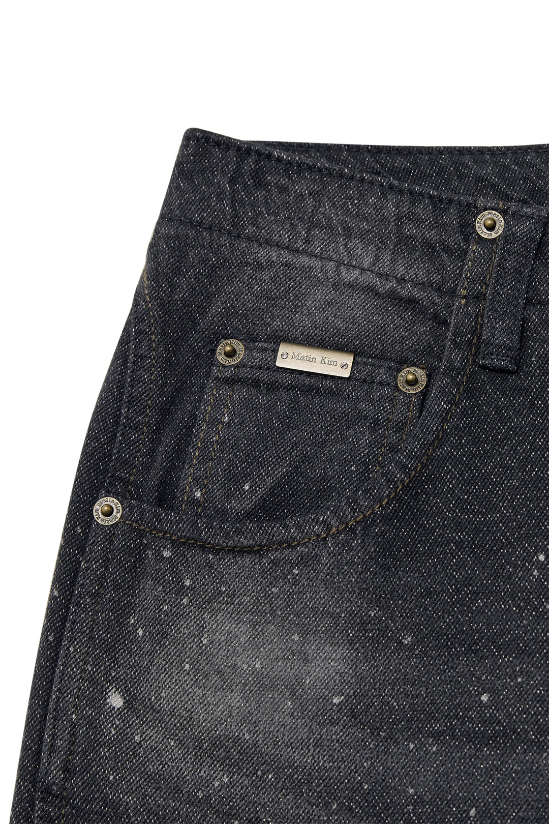 Matin Kim Back Line Point Soft Shiny Denim — Navy blue