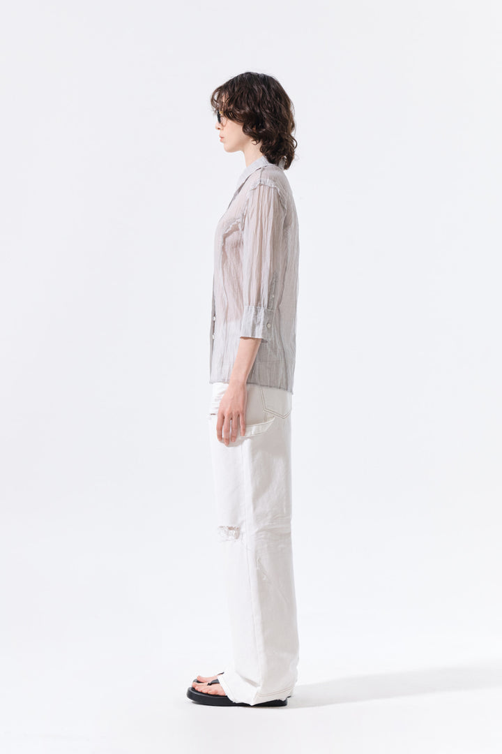 Matin Kim Raw Edge Crinkle Blouse — Light Grey