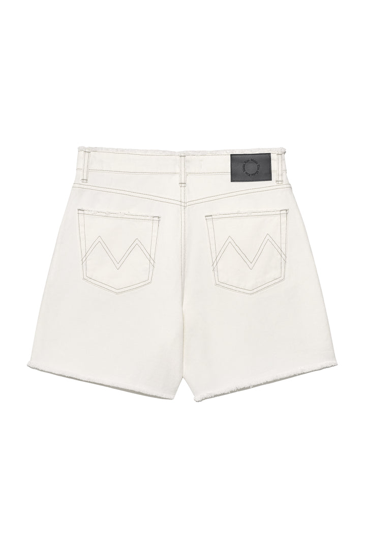 Matin Kim Cut Line Point Denim Shorts — White