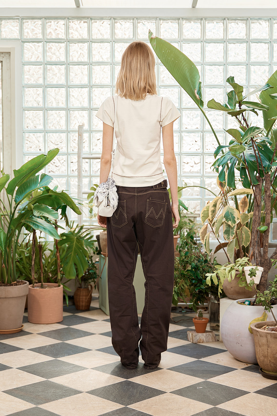 Matin Kim Stitch Point Small Logo Top — Yellow