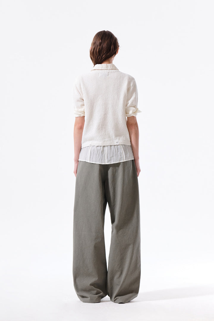 Matin Kim Half Sleeve Logo Pullover — White